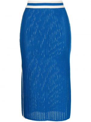 Pruhované bavlněné pletená sukně se síťovinou Solid & Striped - modrá