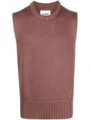 Плетен пуловер без ръкави Jil Sander кафяво