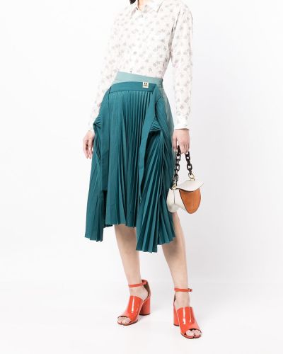 Spódnica asymetryczna plisowana Maison Mihara Yasuhiro zielona