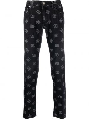 Černé žakárové straight fit džíny Dolce & Gabbana