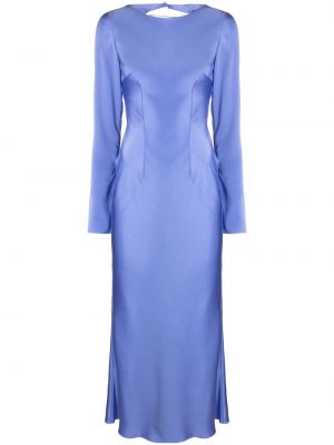 Satenska dolga obleka V:pm Atelier modra