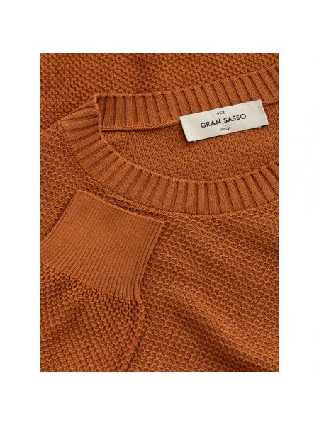 Camiseta de algodón de cuello redondo Gran Sasso marrón