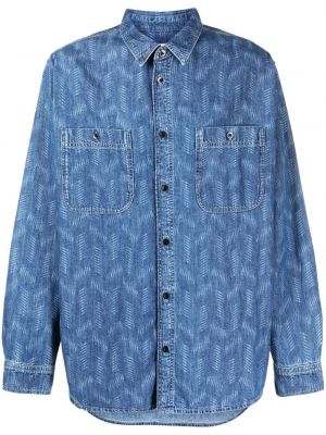 Chemise en jean à imprimé à motif géométrique Marant bleu
