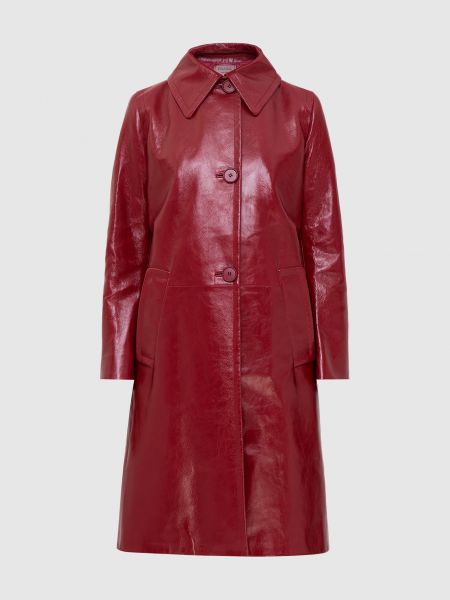 Шкіряне пальто Prada, червоне