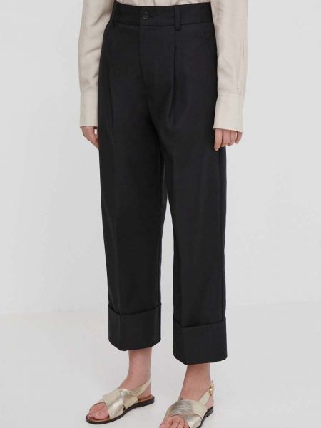 Czarne proste spodnie z wysoką talią Lauren Ralph Lauren