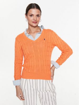 Slim fit pulóver Polo Ralph Lauren narancsszínű