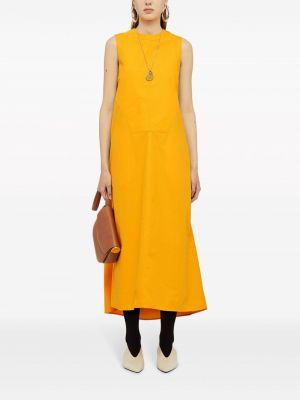 Sukienka midi bawełniana Jil Sander pomarańczowa