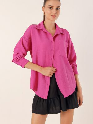 Koszula oversize z kieszeniami Bigdart różowa