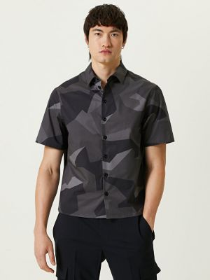 Камуфляжная рубашка с геометрическим узором Neil Barrett черная