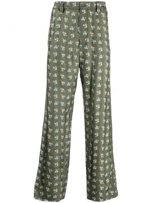 Pantalones rectos con estampado abstracto Marni verde