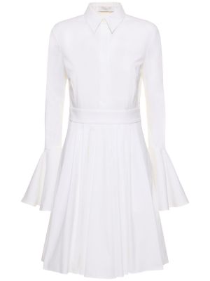 Sukienka bawełniana z rękawami balonowymi Michael Kors Collection biała