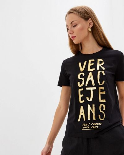 Джинсова футболка Versace Jeans, чорна