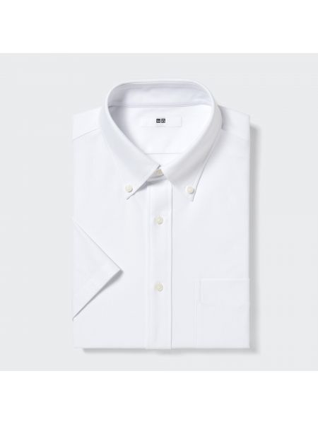 Трикотажная рубашка на пуговицах с воротником на пуговицах Uniqlo белая