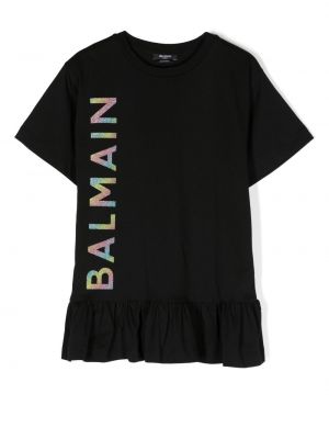 Printti levenevä mekko tytöille Balmain Kids musta