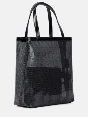 Τσάντα shopper με παγιέτες Prada μαύρο