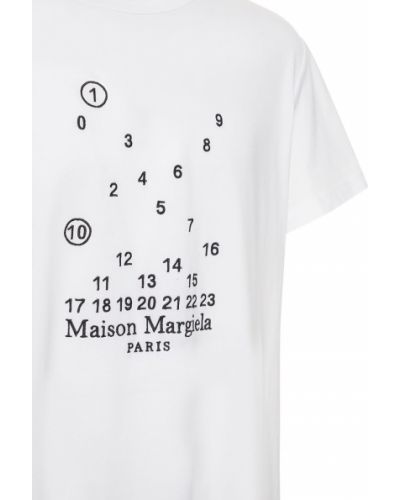 Памучна тениска бродирана от джърси Maison Margiela бяло