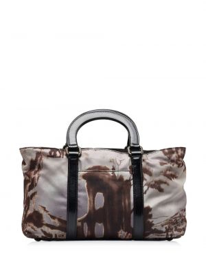 Shopper kabelka s potiskem s abstraktním vzorem Prada Pre-owned hnědá