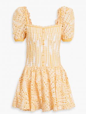 Хлопковое платье мини с вышивкой на пуговицах Charo Ruiz Ibiza желтое