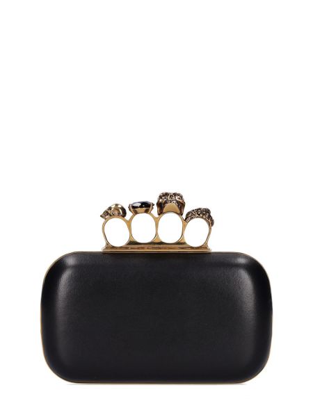 Skinn hodeskalle ring Alexander Mcqueen svart