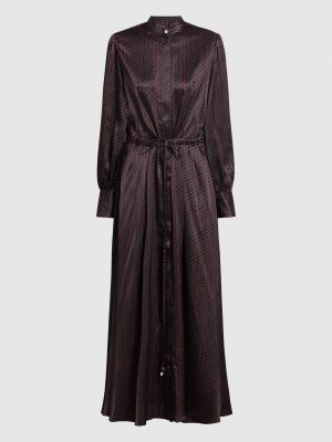 Шовкова сукня-сорочка з принтом Kiton коричнева