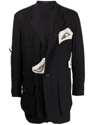 Bavlněné sako s potiskem Yohji Yamamoto černé
