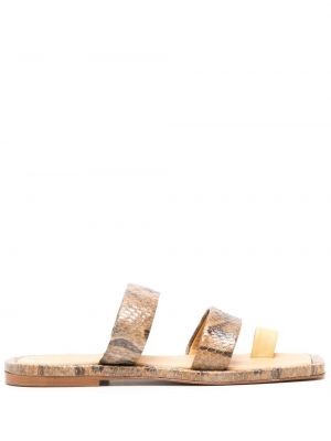Kožené sandály s potiskem Rejina Pyo hnědé
