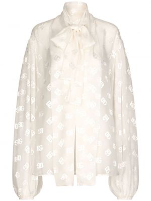 Жакардова блуза с панделка Dolce & Gabbana бяло