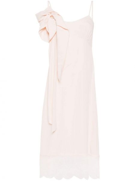 Φλοράλ μίντι φόρεμα από κρεπ Simone Rocha ροζ