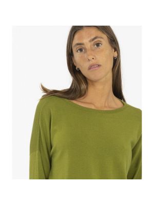 Jersey de lana de lana merino de tela jersey Zanone verde