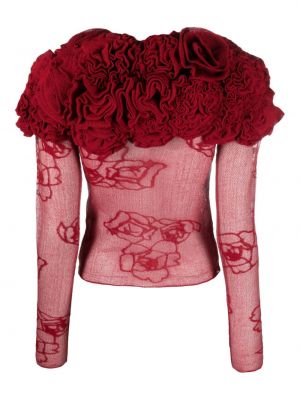 Sweter w kwiatki z siateczką Bimba Y Lola czerwony