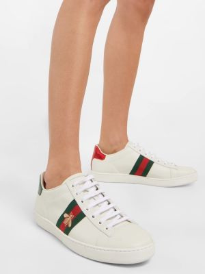 Nahast tennised Gucci Ace valge