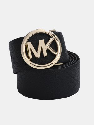 Cinturón de cuero con estampado reversible Michael Kors negro
