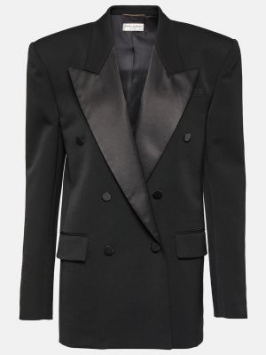 Шерстяной двубортный костюм Saint Laurent черный