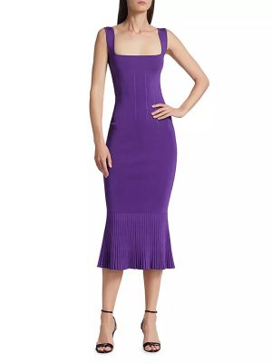 Трикотажное платье миди без рукавов Galvan фиолетовое