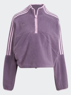 Voľná fleecová priliehavá športová mikina Adidas Sportswear fialová