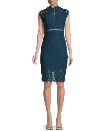 Кружевное ажурное платье на шнуровке Bardot, синее