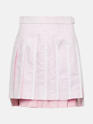 Plisované bavlněné mini sukně Thom Browne růžové