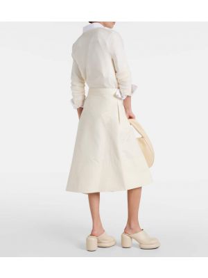 Falda midi de algodón asimétrica Jil Sander blanco