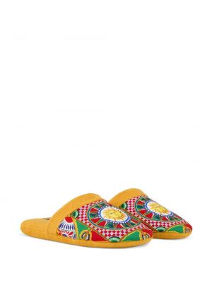 Raštuotos kambarinės šlepetės su abstrakčiu raštu Dolce & Gabbana geltona