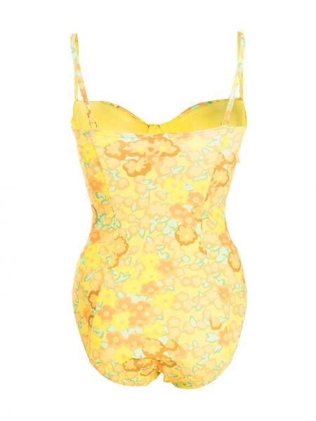 Raštuotas gėlėtas maudymosi kostiumėlis Tory Burch geltona