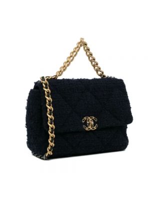 Bolsa de hombro de cuero Chanel Vintage azul