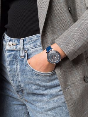 Kožené hodinky Swarovski modré