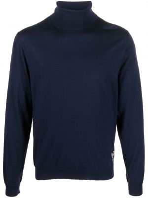 Плетен пуловер с принт Gucci синьо