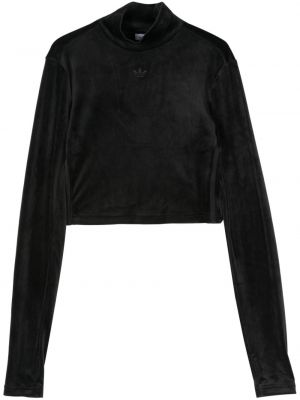 Czarna aksamitna haftowana bluzka Adidas