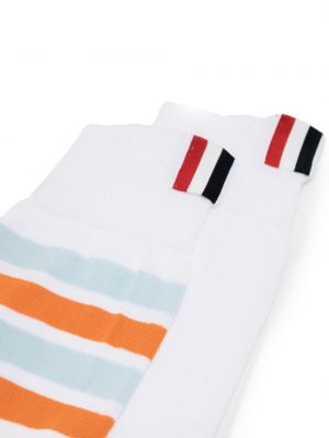 Pruhované bavlněné ponožky s potiskem Thom Browne bílé