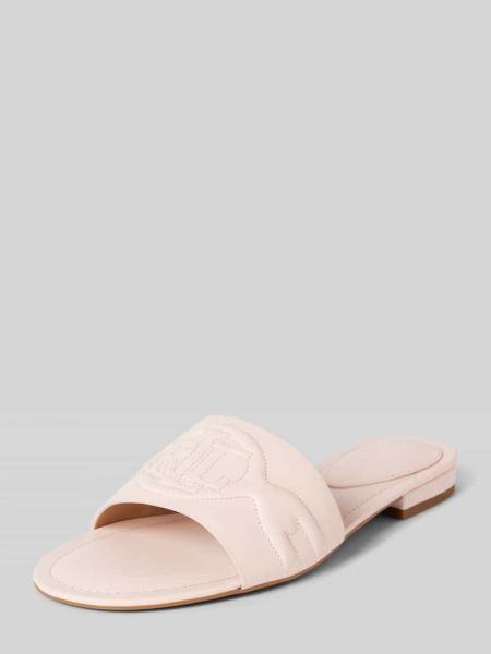 Sandały skórzane w jednolitym kolorze Lauren Ralph Lauren różowe