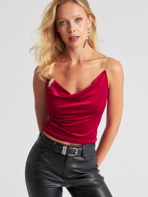 Бархатная блузка Cool & Sexy красная