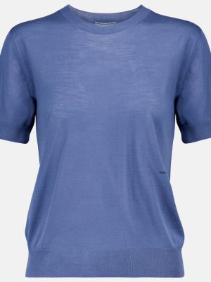 Вълнена тениска Prada синьо