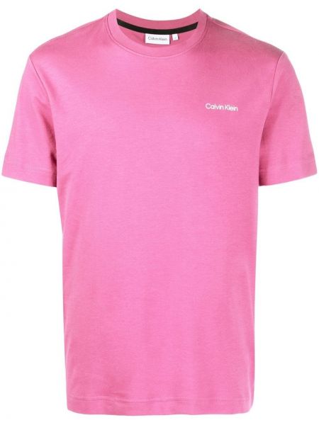 Памучна тениска с принт Calvin Klein розово