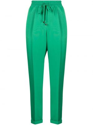 Hedvábné rovné kalhoty Kiton zelené
